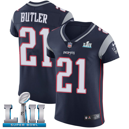 Nike Patriots #21 Malcolm Butler Navy Blue Team Color Super Bowl LII Men's Stitched NFL Vapor Untouchable Elite Jersey