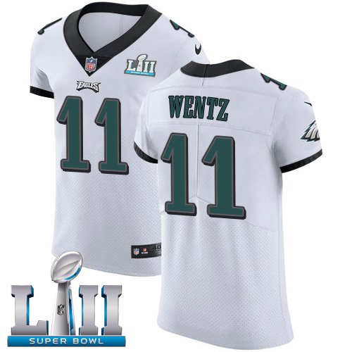 Men's Nike Philadelphia Eagles #11 Carson Wentz White Super Bowl LII Stitched NFL Vapor Untouchable Elite Jersey