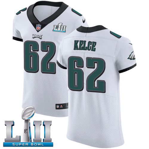 Men's Nike Philadelphia Eagles #62 Jason Kelce White Super Bowl LII Stitched NFL Vapor Untouchable Elite Jersey
