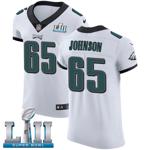 Men's Nike Philadelphia Eagles #65 Lane Johnson White Super Bowl LII Stitched NFL Vapor Untouchable Elite Jersey