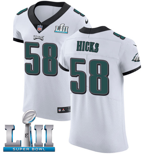 Men's Nike Philadelphia Eagles #58 Jordan Hicks White Super Bowl LII Stitched NFL Vapor Untouchable Elite Jersey