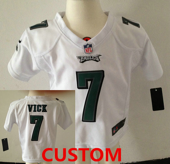 Custom Toddler Philadelphia Eagles White Stitched Nike Jersey