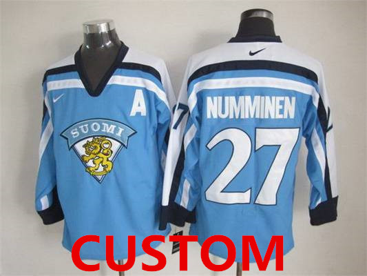 Custom Men's Team Finland Nike Light Blue Vintage Throwback Jersey