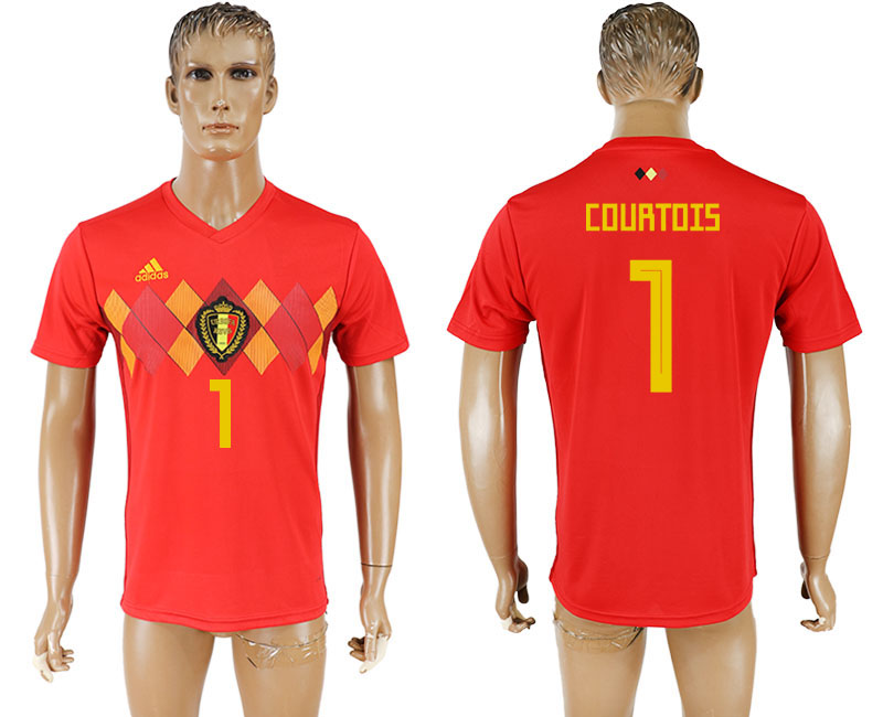 Belgium #1 COURTOIS Home 2018 FIFA World Cup Thailand Soccer Jersey