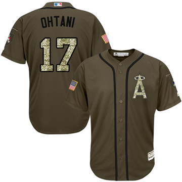 LA Angels of Anaheim #17 Shohei Ohtani Green Salute to Service Stitched MLB Jersey