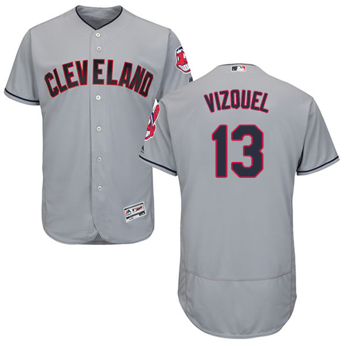 Cleveland Indians #13 Omar Vizquel Grey Flexbase Authentic Collection Stitched MLB Jersey