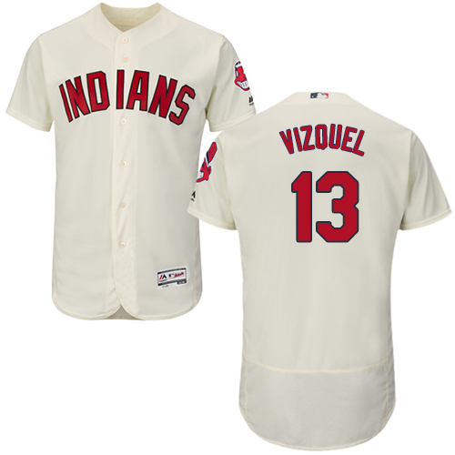 Cleveland Indians #13 Omar Vizquel Cream Flexbase Authentic Collection Stitched MLB Jersey