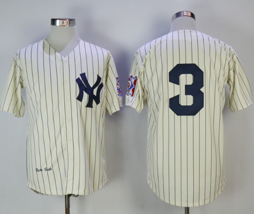 Mitchell And Ness New York Yankees #3 Babe Ruth Cream Throwback Stitched MLB Jersey