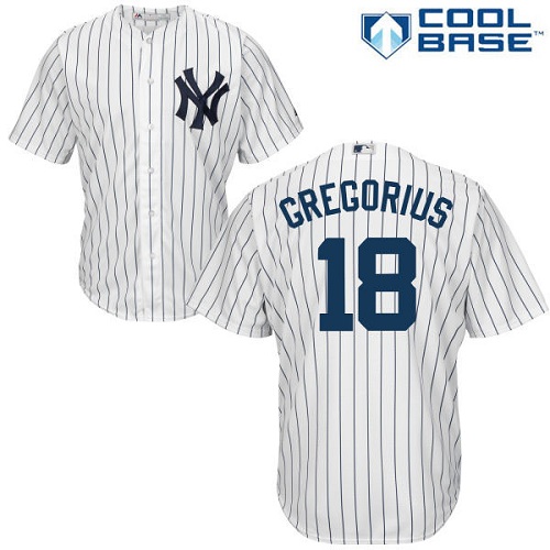 New York Yankees #18 Didi Gregorius White Strip New Cool Base Stitched MLB Jersey