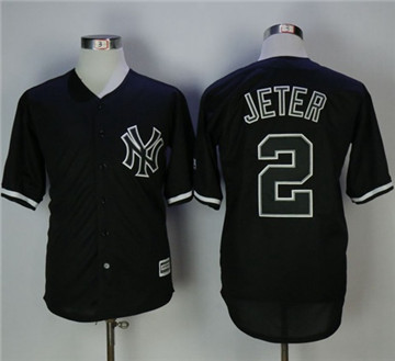 New York Yankees #2 Derek Jeter Black Fashion Stitched MLB Jersey