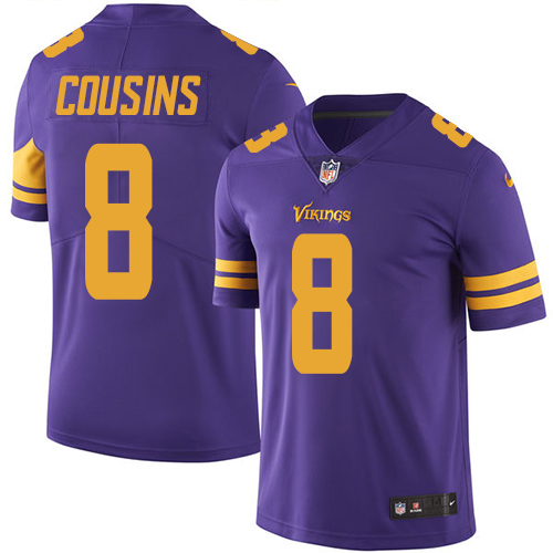 Nike Minnesota Vikings #8 Kirk Cousins Purple Men's Stitched NFL Limited Rush Jersey