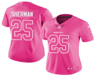 Women's San Francisco 49ers #25 Richard Sherman Pink Fashion 2017 Rush NFL Nike Limited Jersey