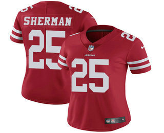 Women's San Francisco 49ers #25 Richard Sherman Red 2017 Vapor Untouchable Stitched NFL Nike Limited Jersey