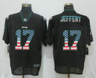 Men's Philadelphia Eagles #17 Alshon Jeffery Black USA Flag Fashion Stitched NFL Nike Elite Jersey