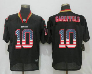 Men's San Francisco 49ers #10 Jimmy Garoppolo Black USA Flag Fashion Stitched NFL Nike Elite Jersey