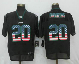 Men's Philadelphia Eagles #20 Brian Dawkins Black USA Flag Fashion Stitched NFL Nike Elite Jersey