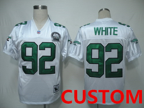 Custom Philadelphia Eagles White Throwback 99TH Jersey