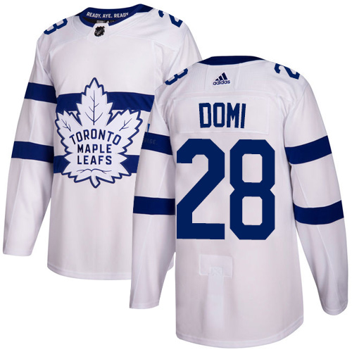 Adidas Toronto Maple Leafs #28 Tie Domi White Authentic 2018 Stadium Series Stitched NHL Jersey