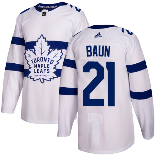 Adidas Toronto Maple Leafs #21 Bobby Baun White Authentic 2018 Stadium Series Stitched NHL Jersey
