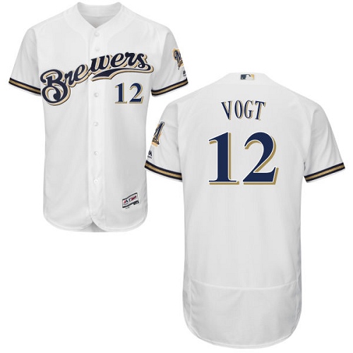 Milwaukee Brewers #12 Stephen Vogt White Flexbase Authentic Collection Stitched MLB Jersey