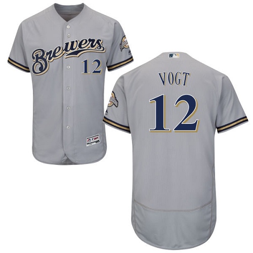 Milwaukee Brewers #12 Stephen Vogt Grey Flexbase Authentic Collection Stitched MLB Jersey