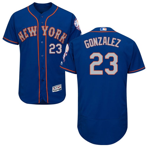 New York Mets #23 Adrian Gonzalez Blue(Grey NO.) Flexbase Authentic Collection Stitched MLB Jersey