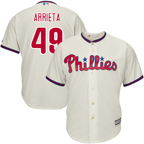 Philadelphia Phillies #49 Jake Arrieta Cream New Cool Base Stitched MLB Jersey