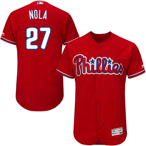 Philadelphia Phillies #27 Aaron Nola Red Flexbase Authentic Collection Stitched MLB Jersey