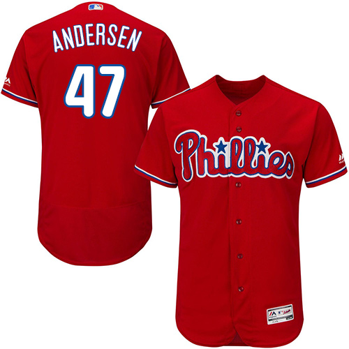 Philadelphia Phillies #47 Larry Andersen Red Flexbase Authentic Collection Stitched MLB Jersey