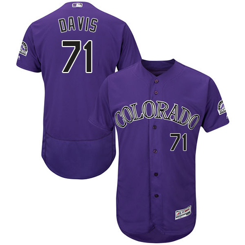 Colorado Rockies #71 Wade Davis Purple Flexbase Authentic Collection Stitched MLB Jersey