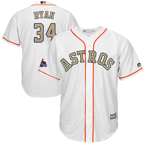 Houston Astros #34 Nolan Ryan White 2018 Gold Program Cool Base Stitched MLB Jersey