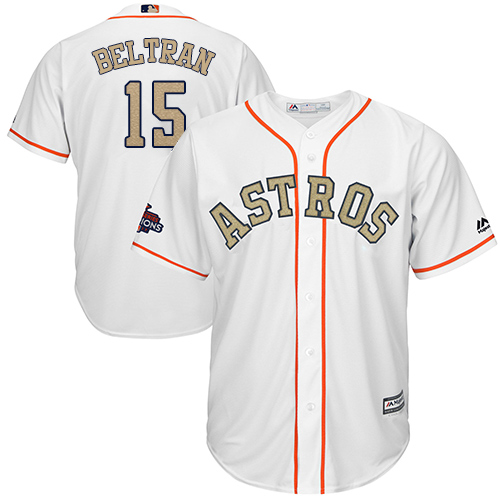 Houston Astros #15 Carlos Beltran White 2018 Gold Program Cool Base Stitched MLB Jersey