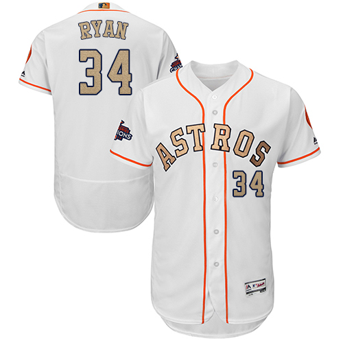 Houston Astros #34 Nolan Ryan White FlexBase Authentic 2018 Gold Program Cool Base Stitched MLB Jersey