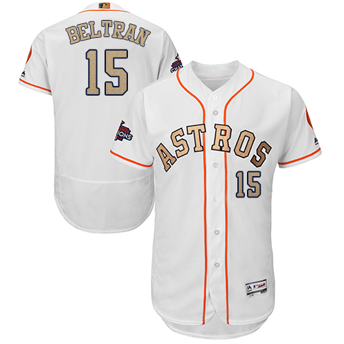 Houston Astros #15 Carlos Beltran White FlexBase Authentic 2018 Gold Program Cool Base Stitched MLB Jersey