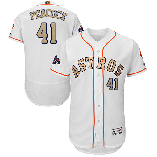Houston Astros #41 Brad Peacock White FlexBase Authentic 2018 Gold Program Cool Base Stitched MLB Jersey