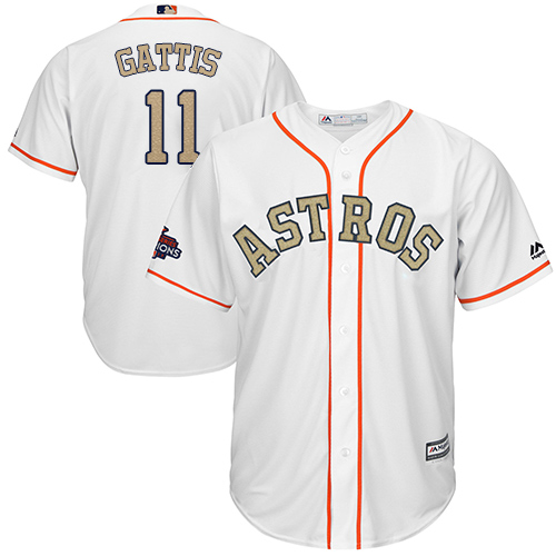Houston Astros #11 Evan Gattis White 2018 Gold Program Cool Base Stitched MLB Jersey