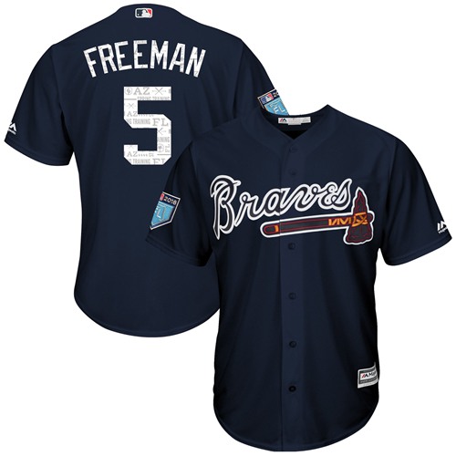 Atlanta Braves #5 Freddie Freeman Navy Blue 2018 Spring Training Cool Base Stitched MLB Jersey