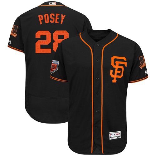 San Francisco Giants #28 Buster Posey Black 2018 Spring Training Authentic Flex Base Stitched MLB Jersey