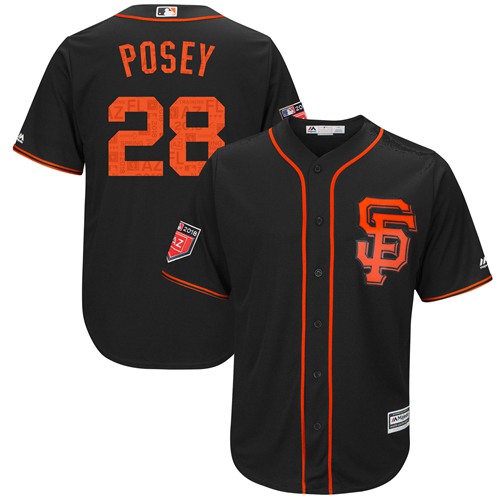 San Francisco Giants #28 Buster Posey Black 2018 Spring Training Cool Base Stitched MLB Jersey