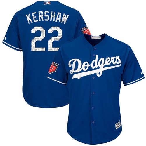 Los Angeles Dodgers #22 Clayton Kershaw Blue 2018 Spring Training Cool Base Stitched MLB Jersey