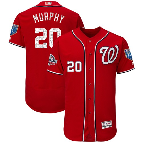 Washington Nationals #20 Daniel Murphy Red 2018 Spring Training Authentic Flex Base Stitched MLB Jersey