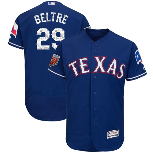 Texas Rangers #29 Adrian Beltre Blue 2018 Spring Training Authentic Flex Base Stitched MLB Jersey