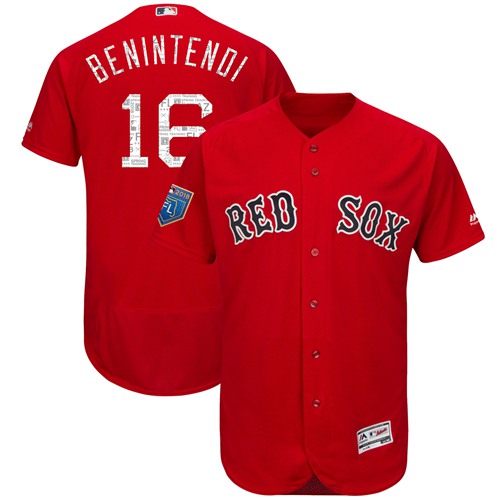 Boston Red Sox #16 Andrew Benintendi Red 2018 Spring Training Authentic Flex Base Stitched MLB Jersey