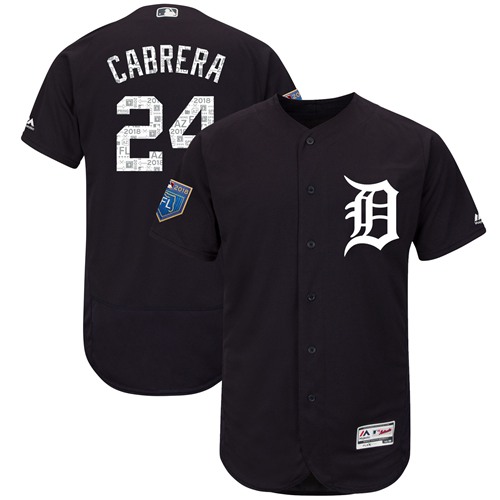 Detroit Tigers #24 Miguel Cabrera Navy Blue 2018 Spring Training Authentic Flex Base Stitched MLB Jersey