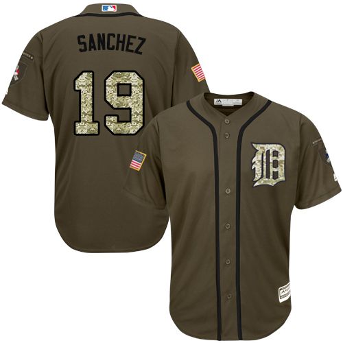 Detroit Tigers #19 Anibal Sanchez Green Salute to Service Stitched MLB Jersey