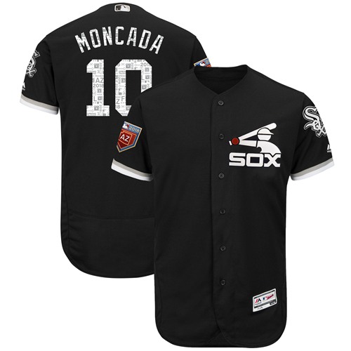 Chicago White Sox #10 Yoan Moncada Black 2018 Spring Training Authentic Flex Base Stitched MLB Jersey