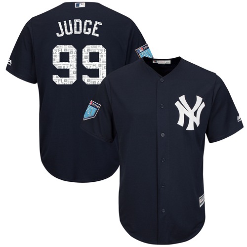 New York Yankees #99 Aaron Judge Navy Blue 2018 Spring Training Cool Base Stitched MLB Jersey