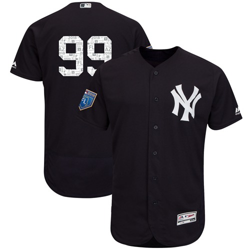 New York Yankees #99 Aaron Judge Navy Blue 2018 Spring Training Authentic Flex Base Stitched MLB Jersey