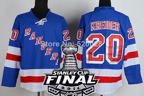 New York Rangers #20 Chris Kreider 2014 Stanley Cup Light Blue Jersey