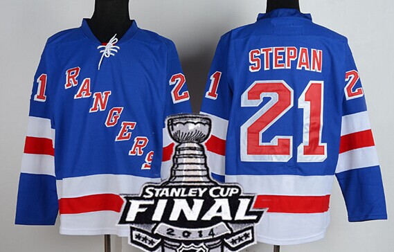 New York Rangers #21 Derek Stepan 2014 Stanley Cup Light Blue Jersey